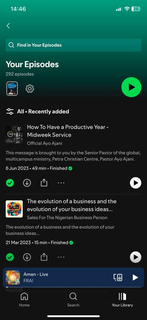 Spotify Your Episodes page