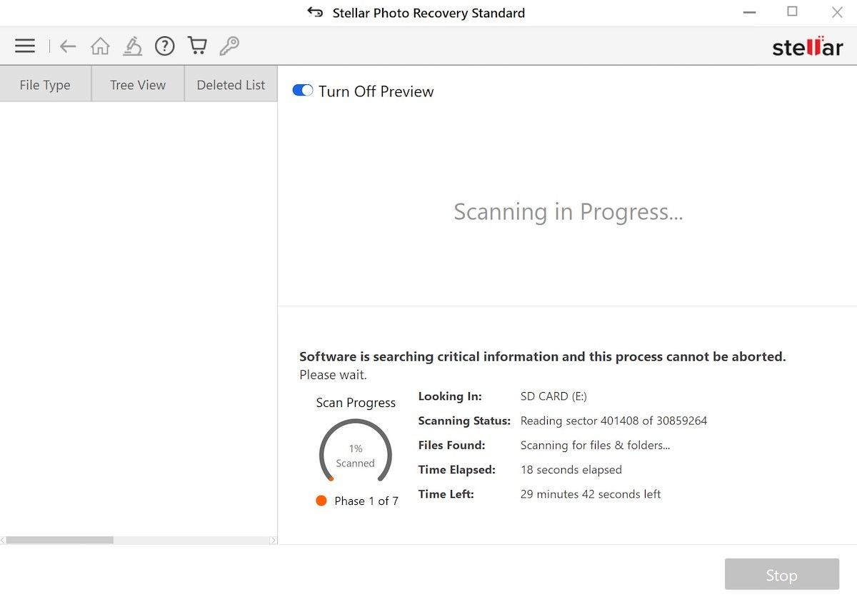 Опция Deep Scan в интерфейсе