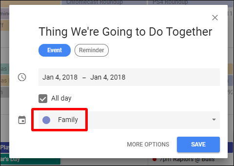 Семейный календарь с общими событиями