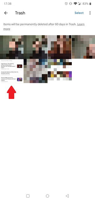 Google Фото — выбрать изображение