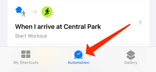 Нажмите Автоматизация