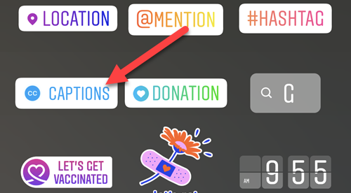 Выберите стикер Субтитры