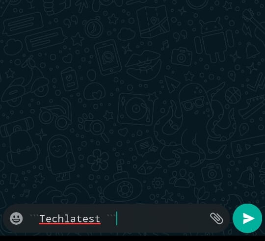 Пример моноширинного текста в чате WhatsApp