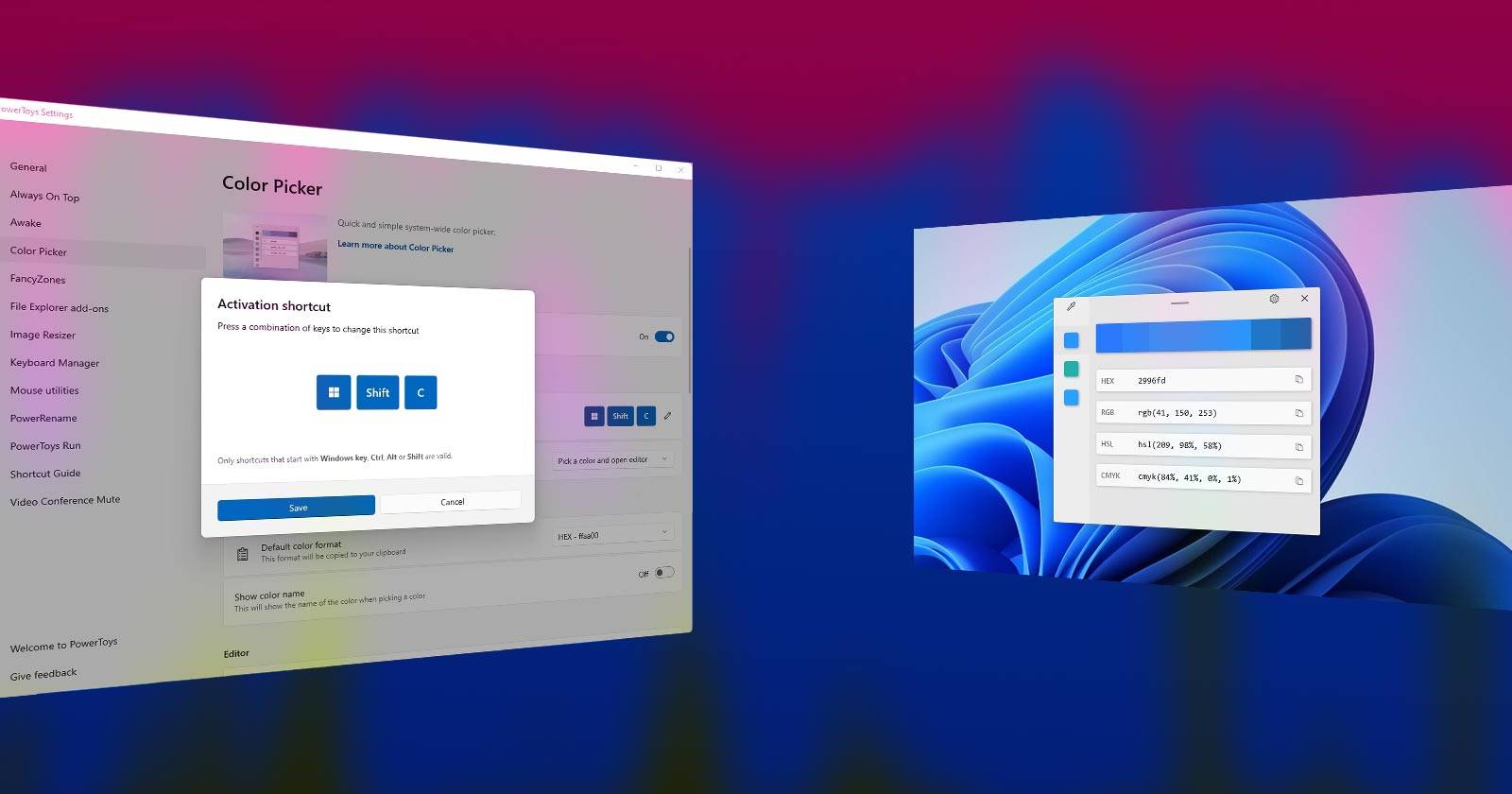 PowerToys Color Picker — захват цвета с экрана