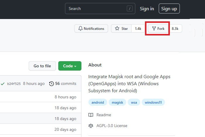 Форк репозитория MagiskOnWSA на GitHub
