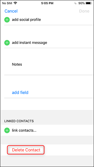 Подтверждение удаления контакта