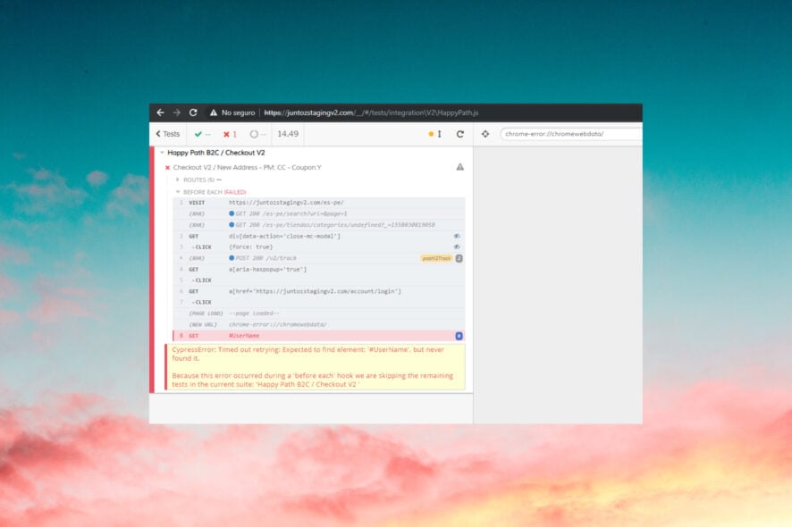 Исправление chrome-error://chromewebdata/#