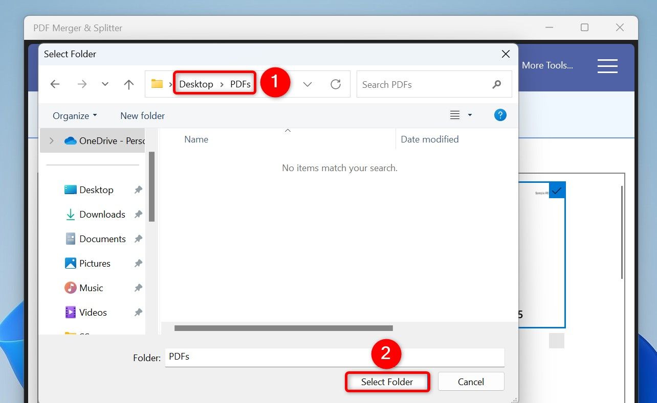 Кнопка Select Folder подсвечена в окне выбора папки.
