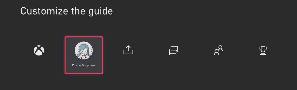 Меню Профиль и система на Xbox