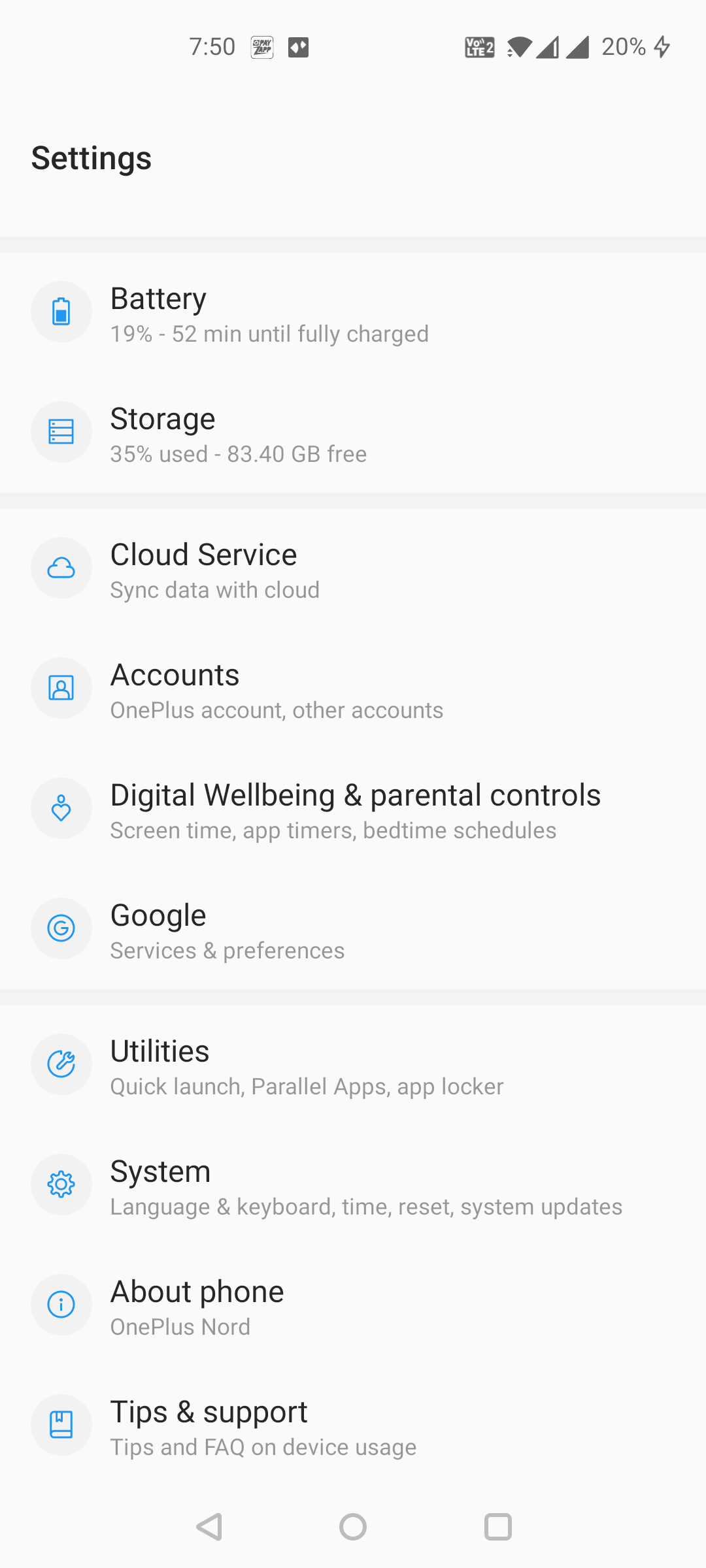 Сведения о телефоне и версии Android