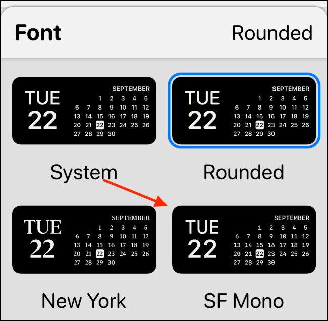 Выбор шрифта в Widgetsmith