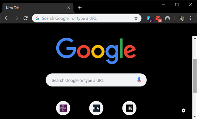 Браузер Chrome с установленной темой Just Black