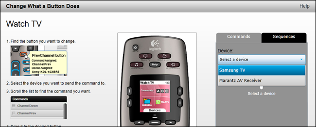 Выбор устройства для назначения функции на кнопку