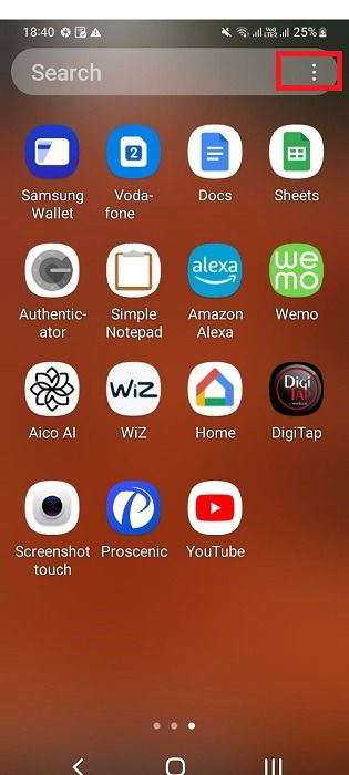 Меню с тремя точками в App Drawer на Android
