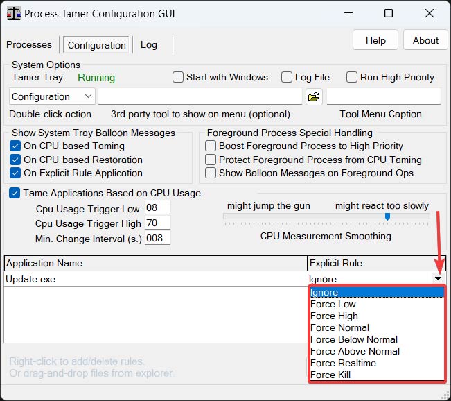 Настройка параметра