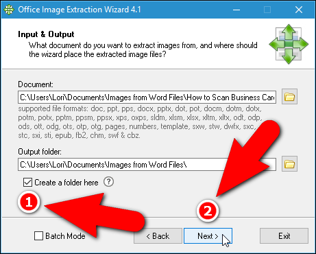 Создание подпапки для сохранения извлечённых изображений