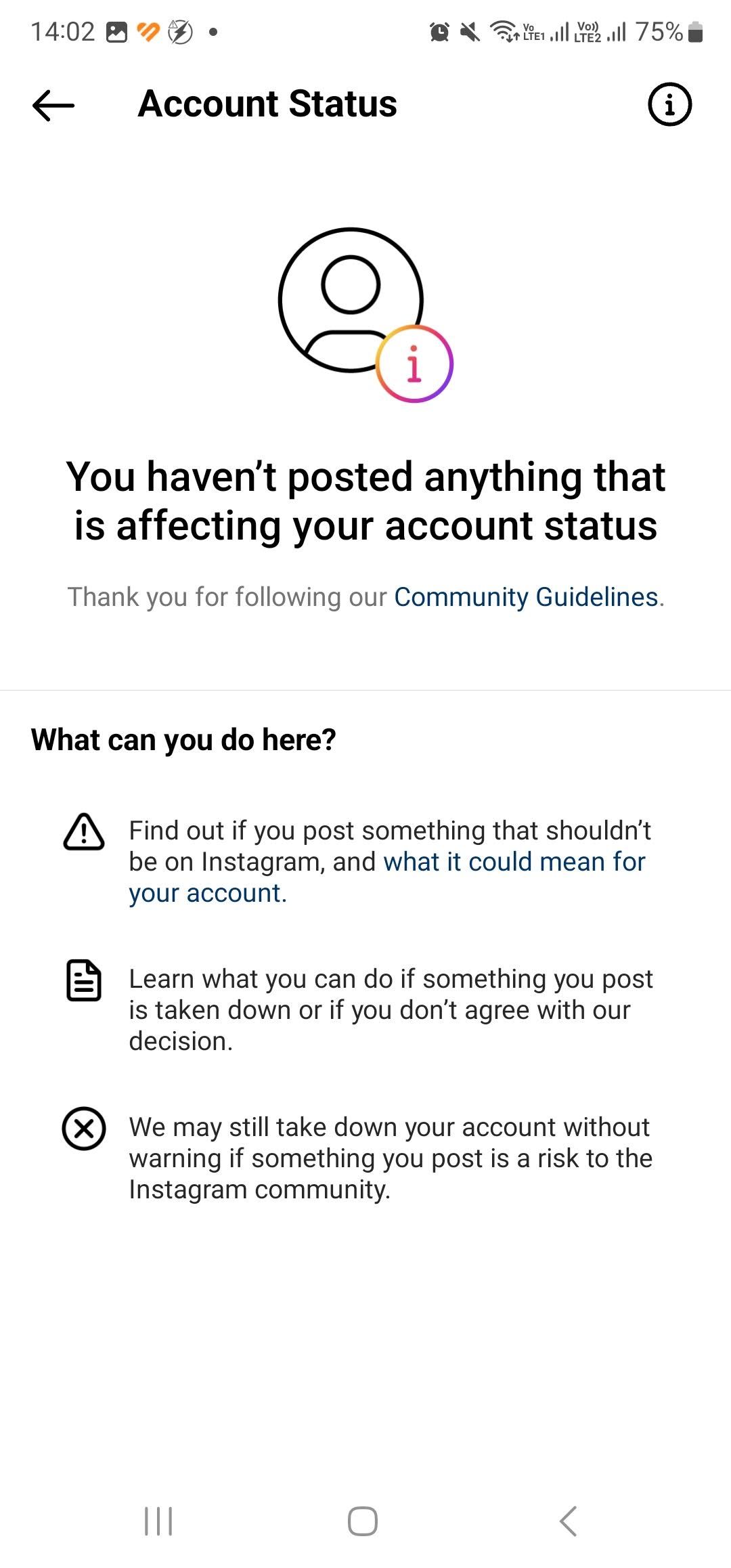 instagram account status