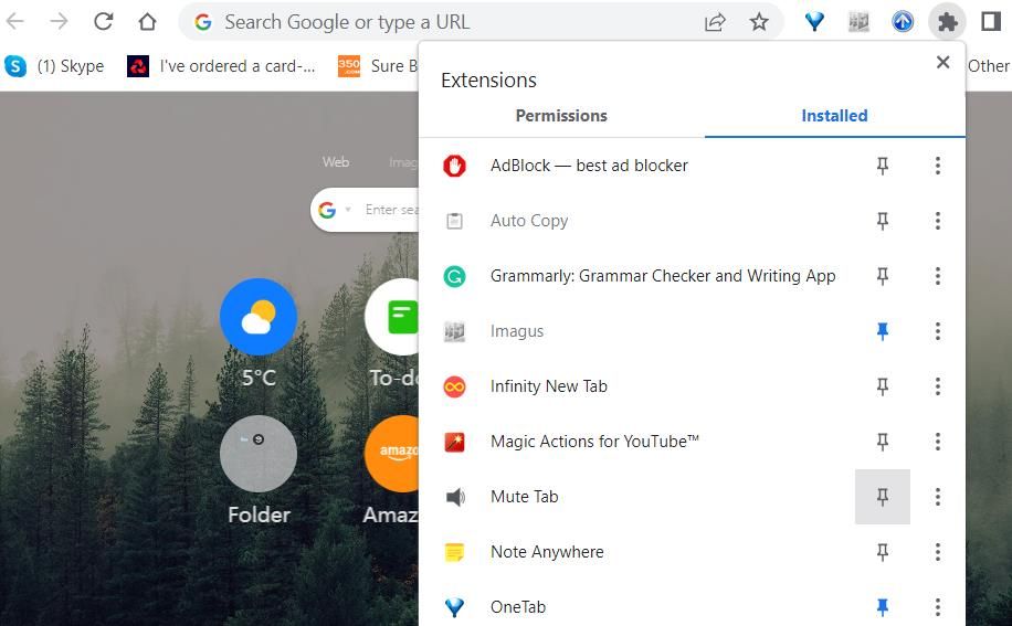 Кнопка Pin для Mute Tab