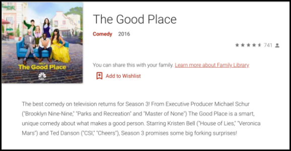 Баннер The Good Place в Google Play