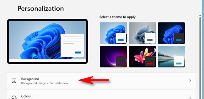 Настройки Персонализация, раздел Фон