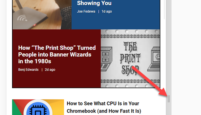 Ползунок ширины экрана в режиме адаптивности.