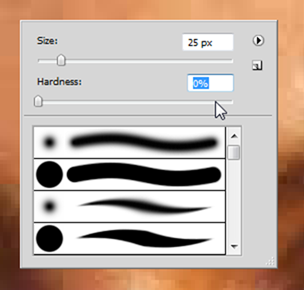 Подготовка кисти: мягкая кисть и низкая непрозрачность для маски