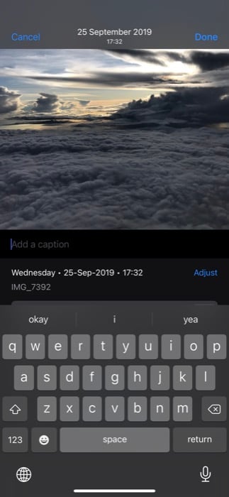 Добавление подписи к изображению в iOS 15