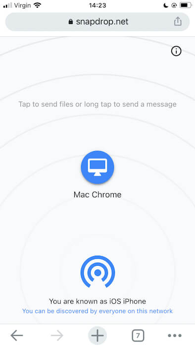 Скриншот веб‑интерфейса Snapdrop для обмена файлами