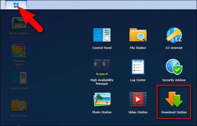 Запуск Download Station из меню DSM