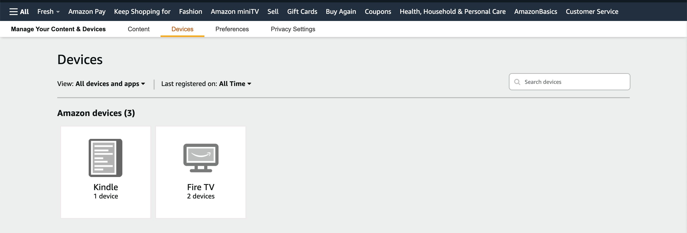 Выберите устройство Kindle