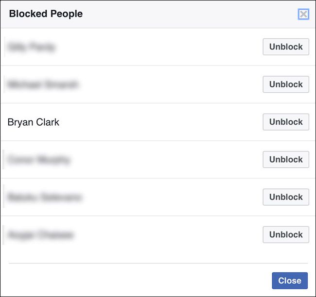 Кнопка «Разблокировать» рядом с пользователем