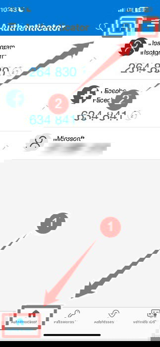 Нажатие на значок 