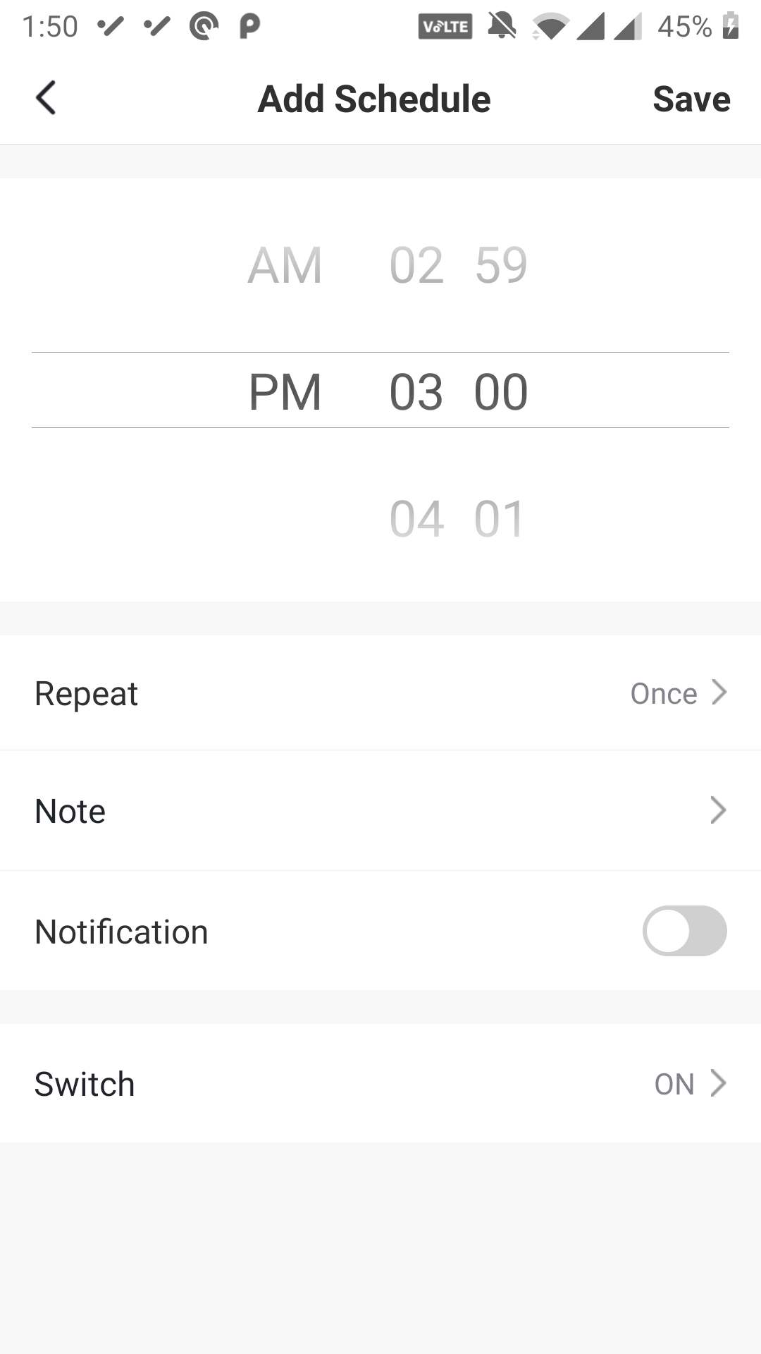 детали расписания: дни и время
