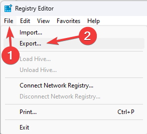 Экспорт реестра