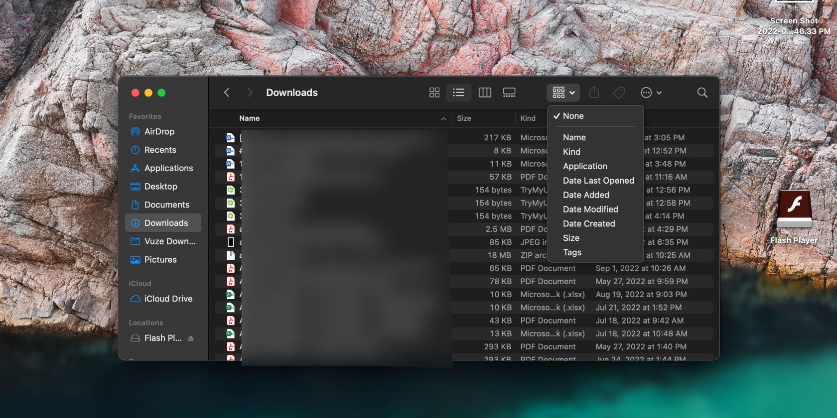 значок группировки файлов в Finder на Mac