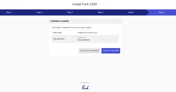 Создание администратора Fork CMS