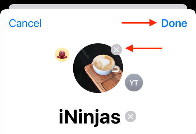 Нажмите Готово чтобы сохранить изменения или X чтобы удалить изображение