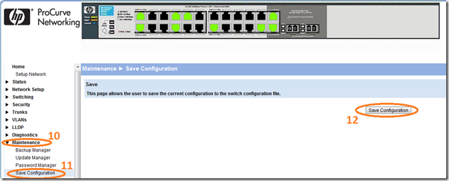 Сохранение конфигурации на HP 1810G