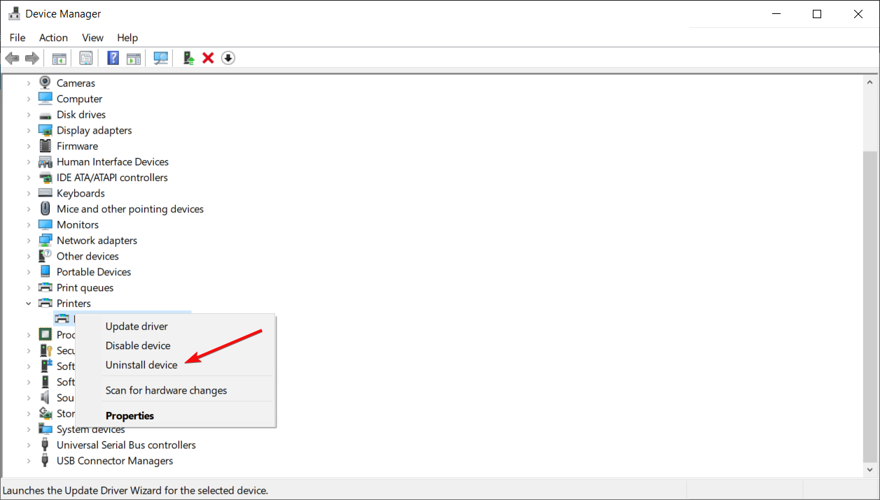 Удаление устройства в Диспетчере устройств