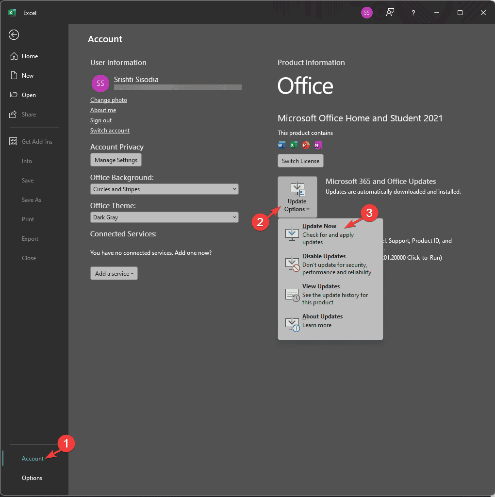 Параметры обновления Office