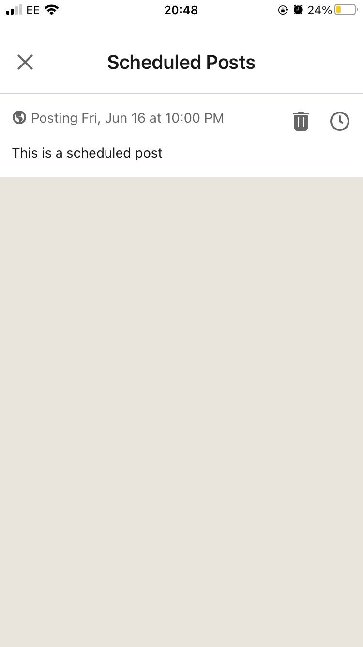 The scheduled posts section on the iOS LinkedIn app