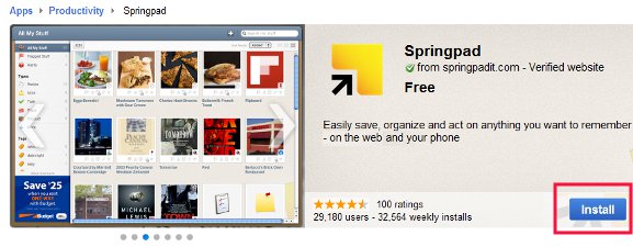 Процесс установки приложения из Web Store