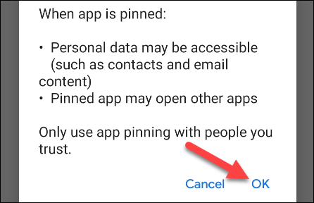 accept the pop up message