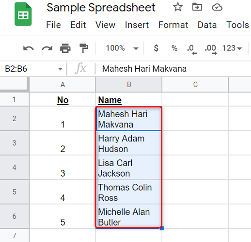 Текст перенесён внутри ячейки Google Sheets.