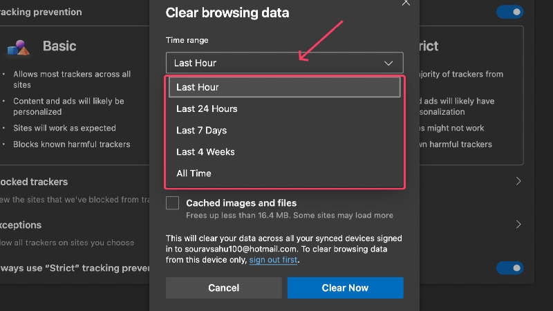 choose time range in edge