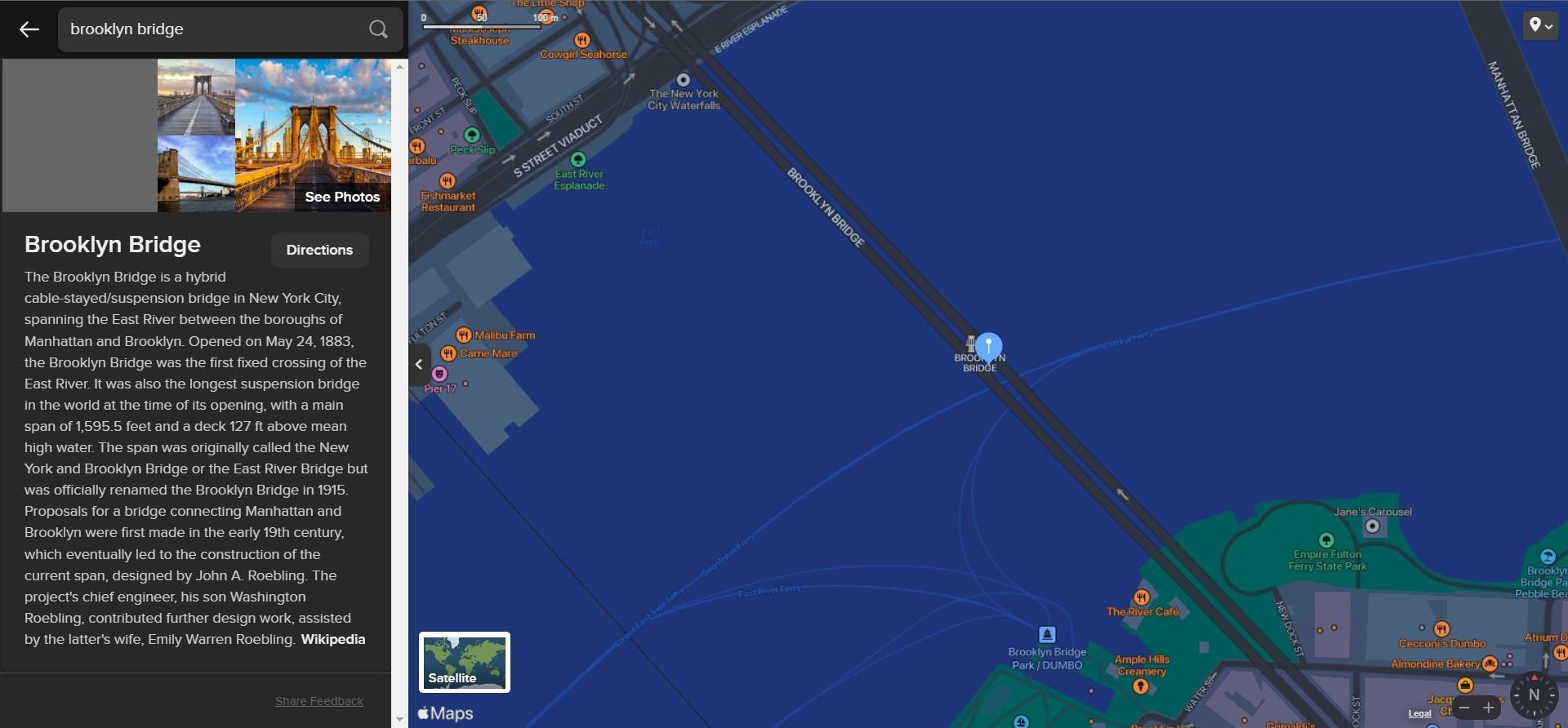 Поиск местоположения в Apple Maps в браузере