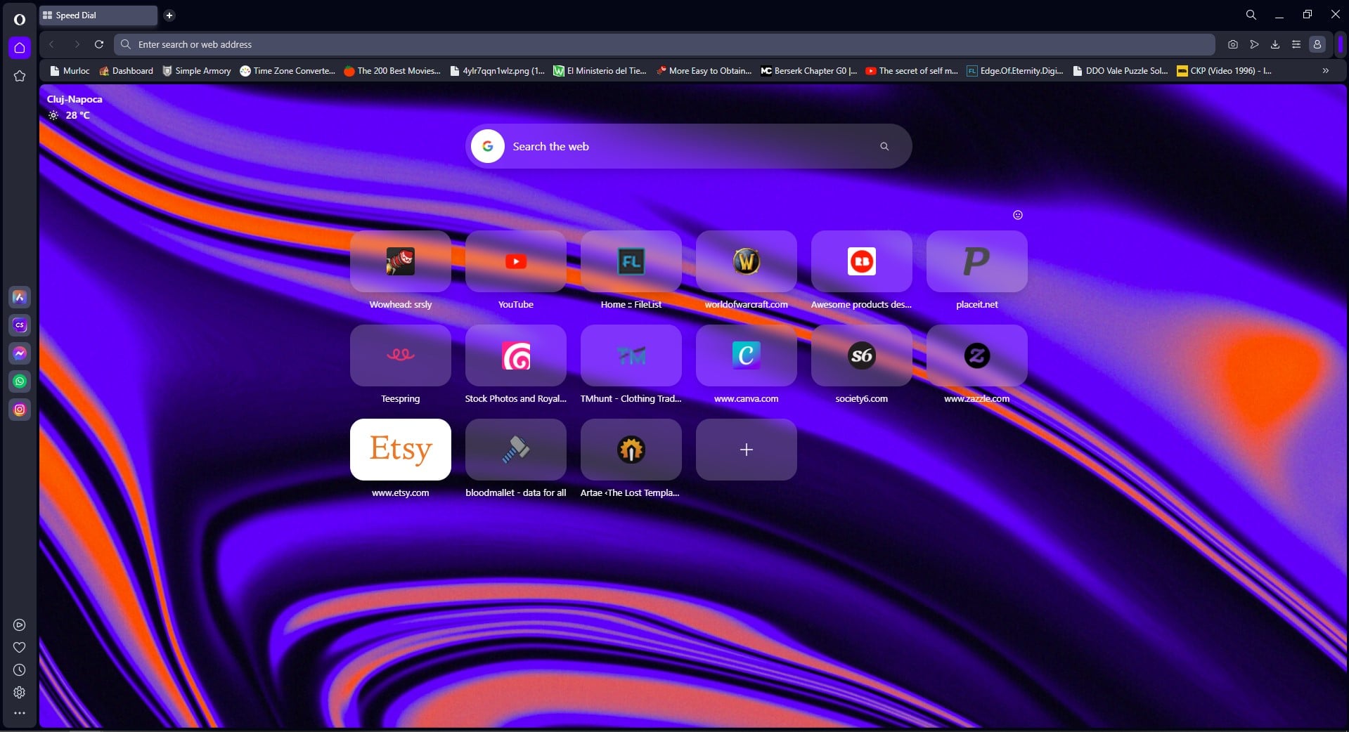 Интерфейс браузера Opera One с боковой панелью