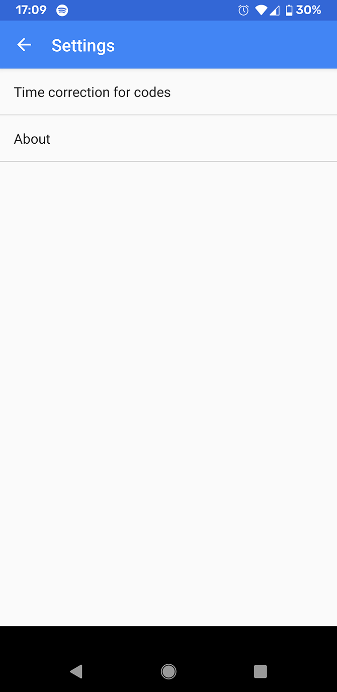 Настройки в приложении Google Authenticator