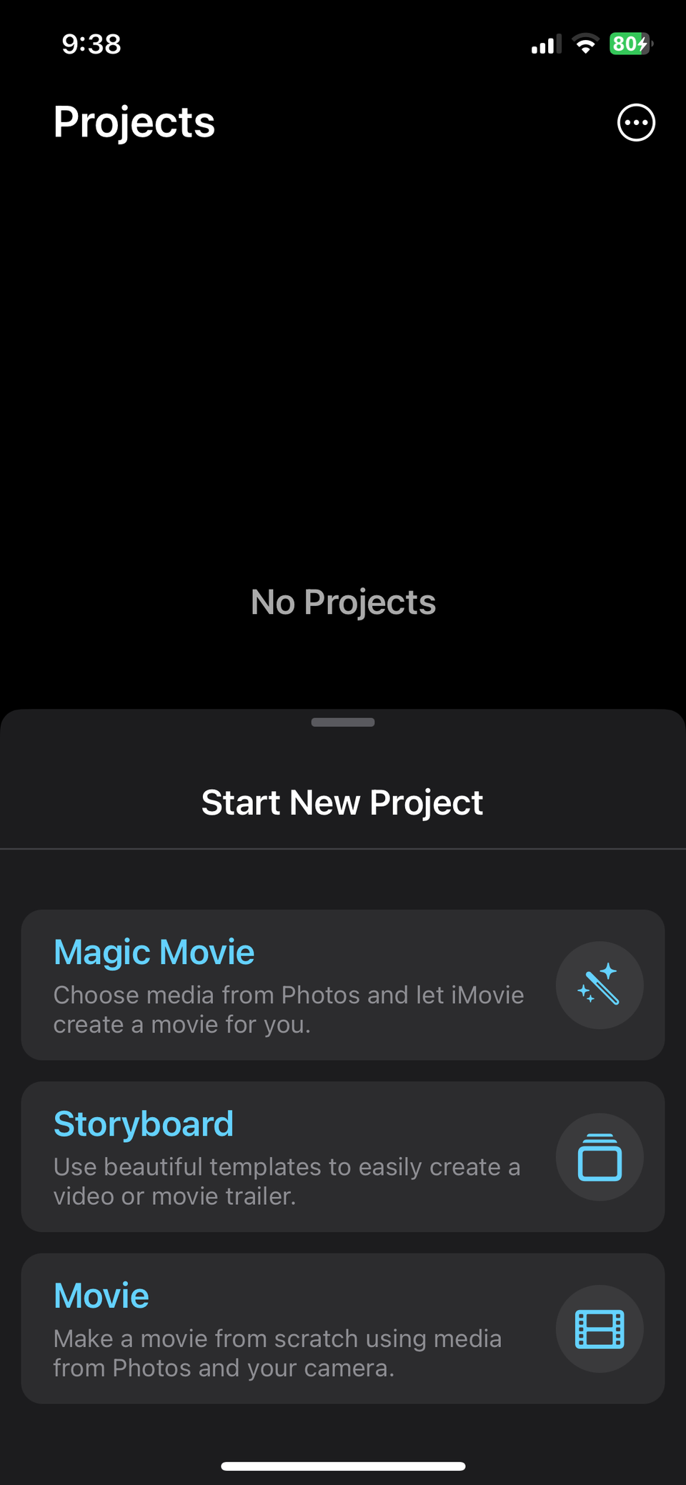Экран iMovie: создание фильма на iPhone