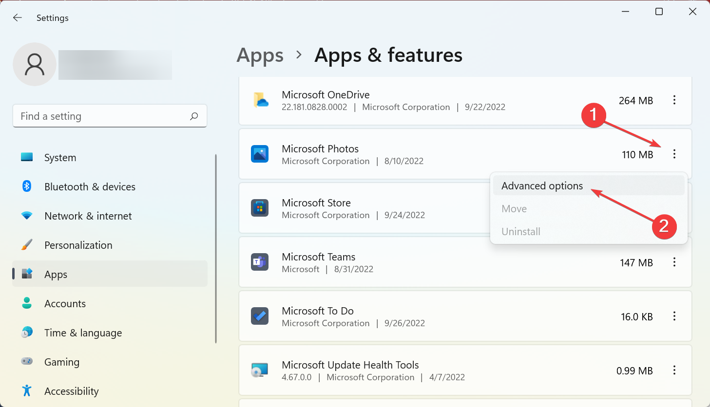 Параметры расширенных опций приложения